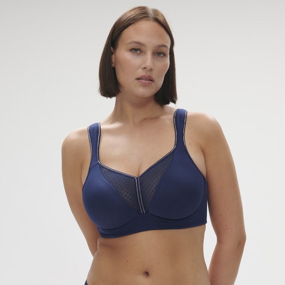 Simone Perele Harmony High Impact UW Underwire Sports Bra Navy Blue Size 32E